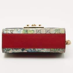 Pre Owned Gucci Multicolor GG Supreme Blooms Canvas and Leather Small Padlock Shoulder Bag