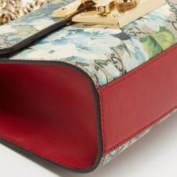 Pre Owned Gucci Multicolor GG Supreme Blooms Canvas and Leather Small Padlock Shoulder Bag