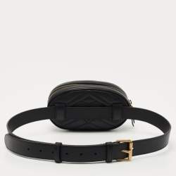 Gucci Black Matelassé Leather GG Marmont Belt Bag