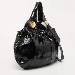 Pre Owned Gucci Black Patent Leather Large Hysteria Hobo