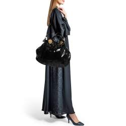 Pre Owned Gucci Black Patent Leather Large Hysteria Hobo