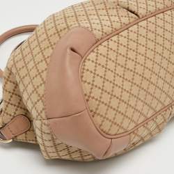 Pre Owned Gucci Pink/Beige Diamante Canvas and Leather Sukey Tote