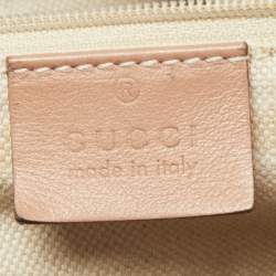 Pre Owned Gucci Pink/Beige Diamante Canvas and Leather Sukey Tote