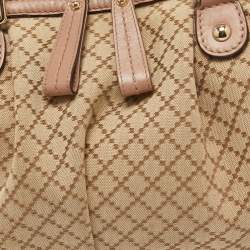 Pre Owned Gucci Pink/Beige Diamante Canvas and Leather Sukey Tote