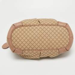 Pre Owned Gucci Pink/Beige Diamante Canvas and Leather Sukey Tote