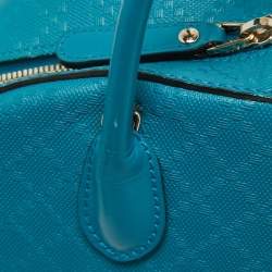 Pre Owned Gucci Teal Blue Bright Diamante Leather Small Satchel