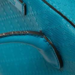 Pre Owned Gucci Teal Blue Bright Diamante Leather Small Satchel