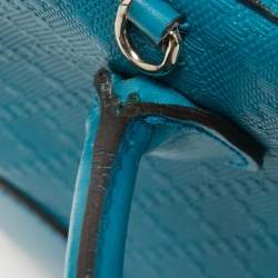 Pre Owned Gucci Teal Blue Bright Diamante Leather Small Satchel