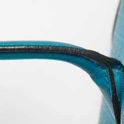 Pre Owned Gucci Teal Blue Bright Diamante Leather Small Satchel