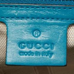 Pre Owned Gucci Teal Blue Bright Diamante Leather Small Satchel