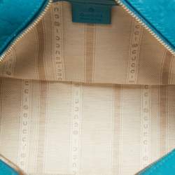 Pre Owned Gucci Teal Blue Bright Diamante Leather Small Satchel