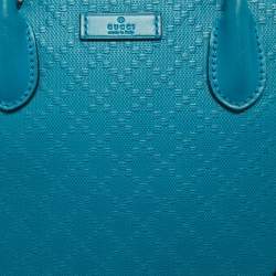 Pre Owned Gucci Teal Blue Bright Diamante Leather Small Satchel