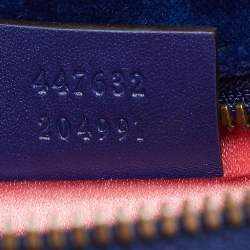 Pre Owned حقيبة كتف غوتشي مارمونت قطيفة ماتيلاس أزرق مزينة جي جي صغيرة