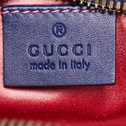 Pre Owned حقيبة كتف غوتشي مارمونت قطيفة ماتيلاس أزرق مزينة جي جي صغيرة