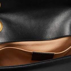 Pre Owned Gucci Black Matelassé Leather Mini GG Marmont Shoulder Bag