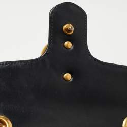 Pre Owned Gucci Black Matelassé Leather Mini GG Marmont Shoulder Bag
