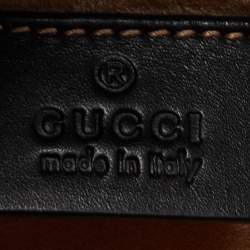 Pre Owned Gucci Black Leather Mini Web Chain Sylvie Top Handle Bag