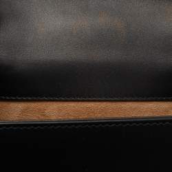 Pre Owned Gucci Black Leather Mini Web Chain Sylvie Top Handle Bag