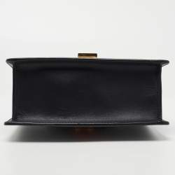 Pre Owned Gucci Black Leather Mini Web Chain Sylvie Top Handle Bag