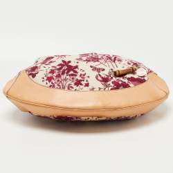 Gucci Magenta/Natural Canvas and Leather Floral Peggy Bamboo Hobo