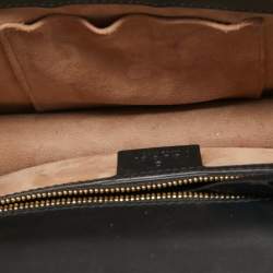 Pre Owned Gucci Black Leather Small Web Sylvie Shoulder Bag