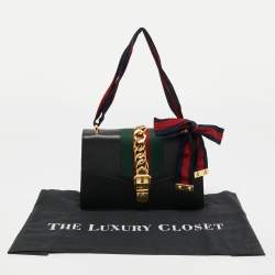Pre Owned Gucci Black Leather Small Web Sylvie Shoulder Bag