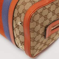 Gucci Beige/Orange GG Canvas and Leather Small Vintage Web Boston Bag