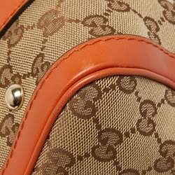 Gucci Beige/Orange GG Canvas and Leather Small Vintage Web Boston Bag