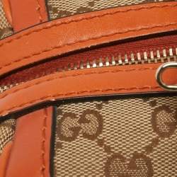 Gucci Beige/Orange GG Canvas and Leather Small Vintage Web Boston Bag
