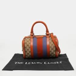 Gucci Beige/Orange GG Canvas and Leather Small Vintage Web Boston Bag