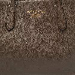 Pre Owned Gucci Brown Leather Small Swing Tote