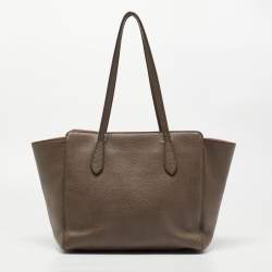 Pre Owned Gucci Brown Leather Small Swing Tote