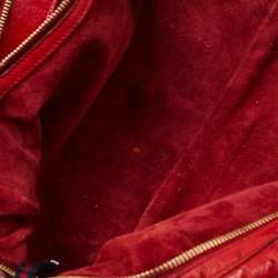 Pre Owned Gucci Red Ostrich Capri Bowler Bag