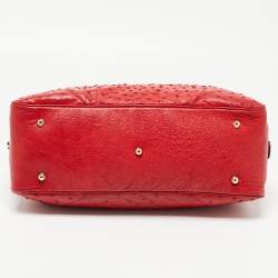 Pre Owned Gucci Red Ostrich Capri Bowler Bag