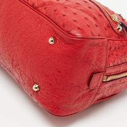 Pre Owned Gucci Red Ostrich Capri Bowler Bag