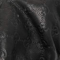 Pre Owned Gucci Black Guccissima Leather Large D Ring Shoulder Bag