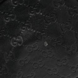 Pre Owned Gucci Black Guccissima Leather Large D Ring Shoulder Bag