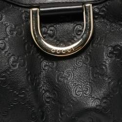 Pre Owned Gucci Black Guccissima Leather Large D Ring Shoulder Bag