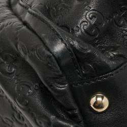 Pre Owned Gucci Black Guccissima Leather Large D Ring Shoulder Bag