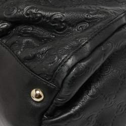 Pre Owned Gucci Black Guccissima Leather Large D Ring Shoulder Bag