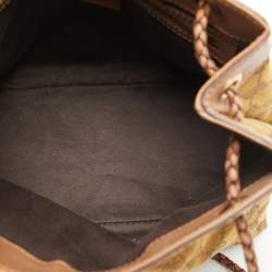 Pre Owned Gucci Beige GG Canvas and Leather Braided Handle Tote