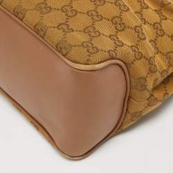 Pre Owned Gucci Beige GG Canvas and Leather Braided Handle Tote