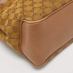 Pre Owned Gucci Beige GG Canvas and Leather Braided Handle Tote