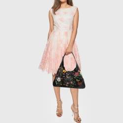 Pre Owned Gucci Multicolor Floral Print Canvas and Leather Jackie O Bouvier Hobo