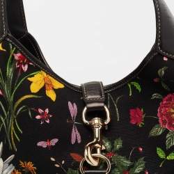 Pre Owned Gucci Multicolor Floral Print Canvas and Leather Jackie O Bouvier Hobo