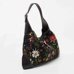 Pre Owned Gucci Multicolor Floral Print Canvas and Leather Jackie O Bouvier Hobo