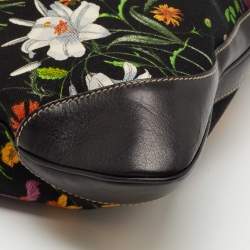 Pre Owned Gucci Multicolor Floral Print Canvas and Leather Jackie O Bouvier Hobo