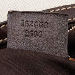 Pre Owned Gucci Brown/Off White Bamboo Horsebit Print Canvas Amalfi Hobo