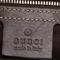 Pre Owned Gucci Brown/Off White Bamboo Horsebit Print Canvas Amalfi Hobo