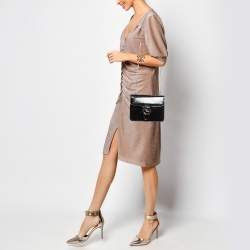 Pre Owned Gucci Black Patent Leather Small Interlocking G Shoulder Bag